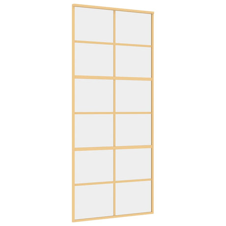 Vidaxx Schiebetür 90x205 cm klares ESG-Glas und Aluminium goldfarben
