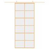 Vidaxl Schiebetür 90x205 cm klares ESG -Glas und Aluminium Gold gefärbt