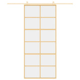 Vidaxx Schiebetür 90x205 cm klares ESG-Glas und Aluminium goldfarben