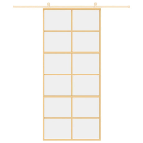 Vidaxx Schiebetür 90x205 cm klares ESG-Glas und Aluminium goldfarben