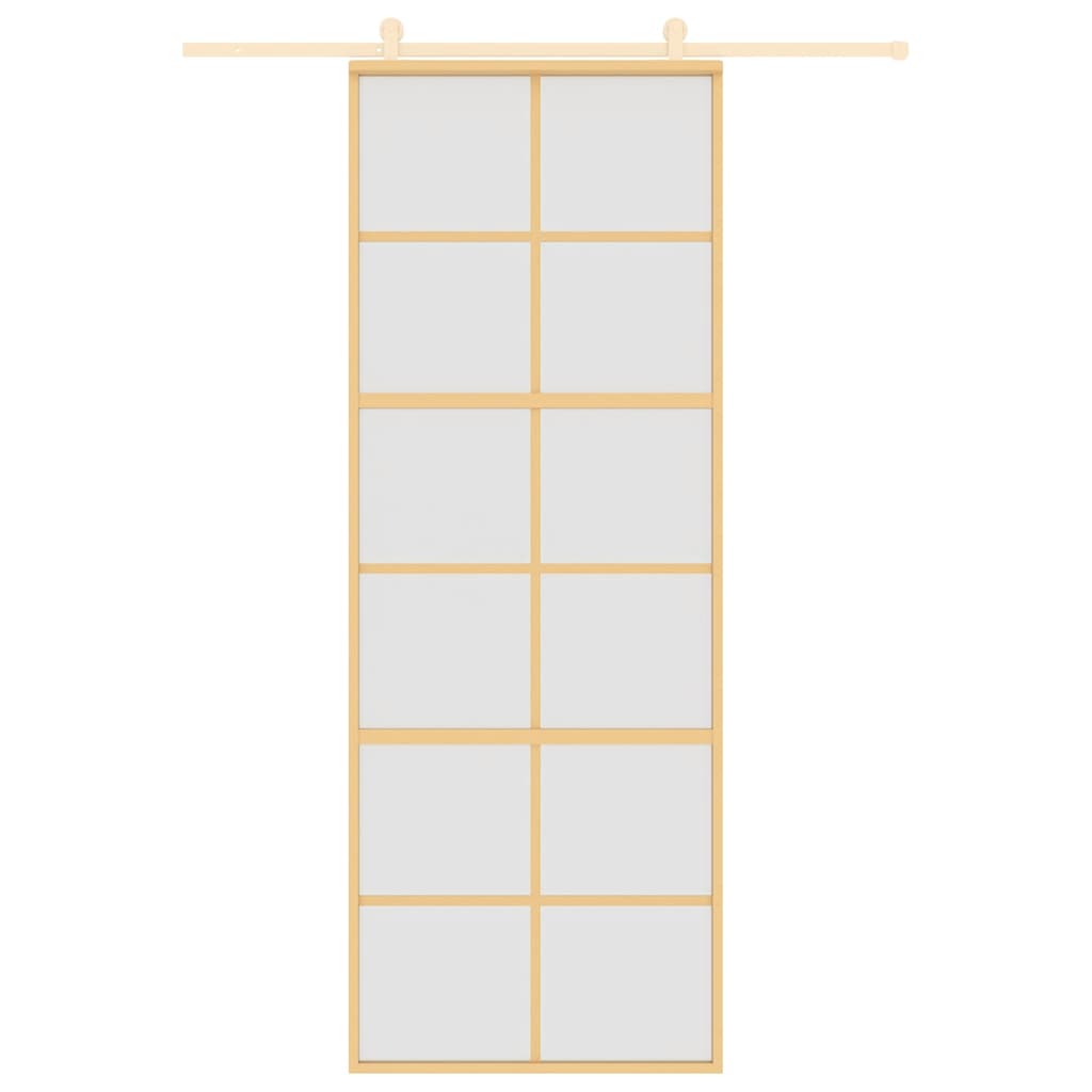 Vidaxx Schiebetür 76x205 cm ESG-Glas matt und Aluminium goldfarben
