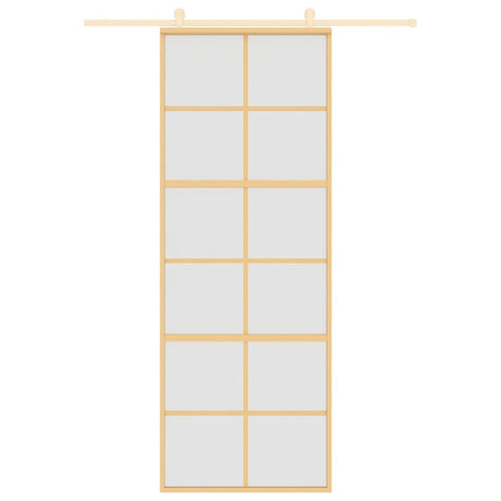 Vidaxx Schiebetür 76x205 cm ESG-Glas matt und Aluminium goldfarben