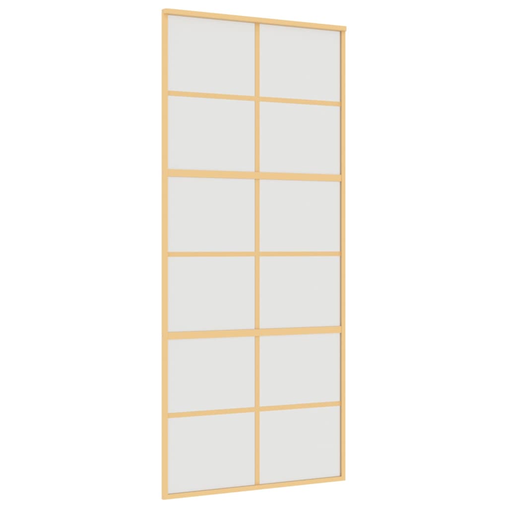 Vidaxx Schiebetür 90x205 cm ESG-Glas matt und Aluminium goldfarben