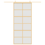 Vidaxx Schiebetür 90x205 cm ESG-Glas matt und Aluminium goldfarben
