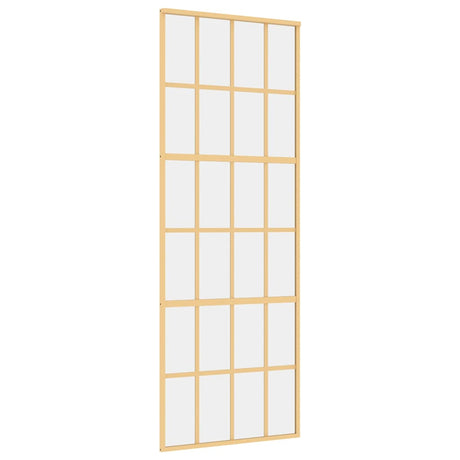 Vidaxx Schiebetür 76x205 cm klares ESG-Glas und goldfarbenes Aluminium