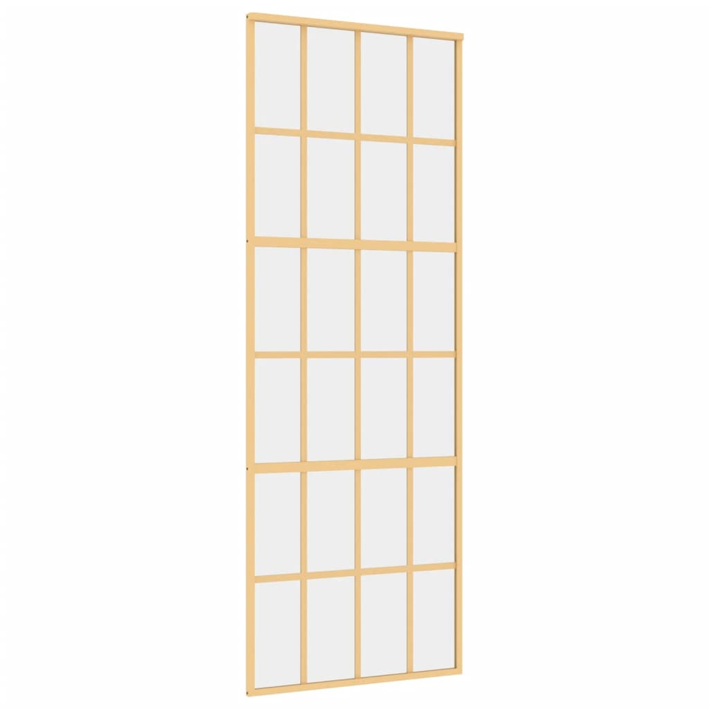 VIDAXL -Schiebetür 76x205 cm klares ESG -Glas und Aluminium Gold gefärbt