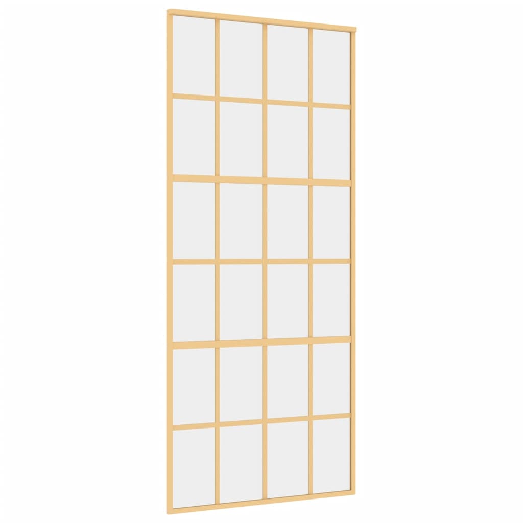 Vidaxl Schiebetür 90x205 cm klares ESG -Glas und Aluminium Gold gefärbt