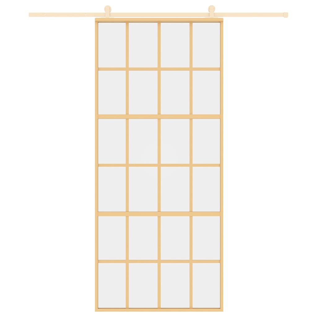 Vidaxx Schiebetür 90x205 cm klares ESG-Glas und Aluminium goldfarben