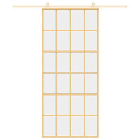 Vidaxx Schiebetür 90x205 cm klares ESG-Glas und Aluminium goldfarben