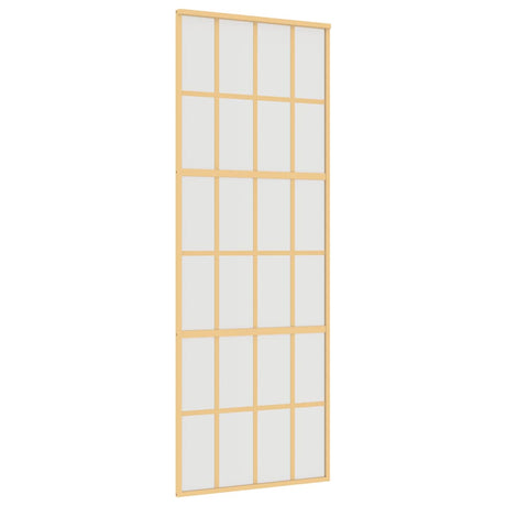 Vidaxx Schiebetür 76x205 cm ESG-Glas matt und Aluminium goldfarben