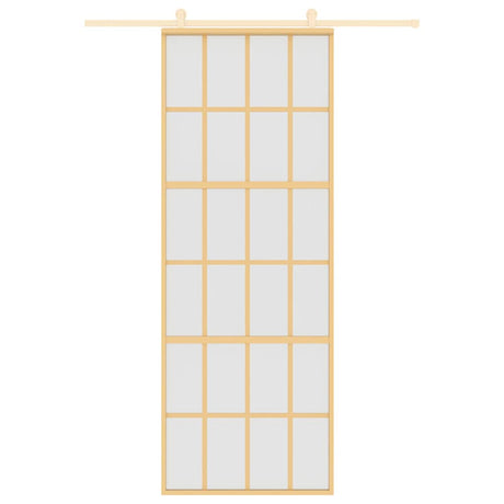 Vidaxx Schiebetür 76x205 cm ESG-Glas matt und Aluminium goldfarben