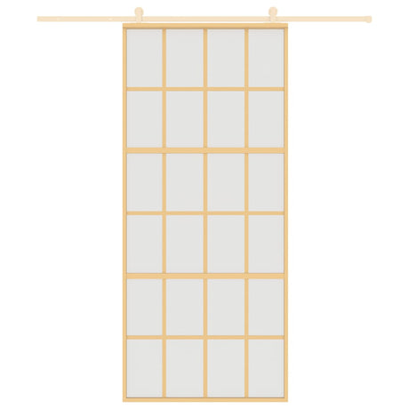 VidaXL Schiebetür 90x205 cm mattes ESG-Glas und Aluminium goldfarben
