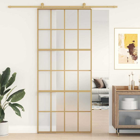 VidaXL Schiebetür 90x205 cm mattes ESG-Glas und Aluminium goldfarben