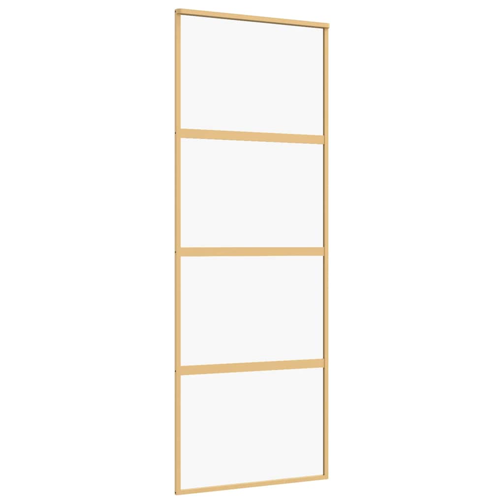 Vidaxx Schiebetür 76x205 cm klares ESG-Glas und goldfarbenes Aluminium