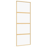 Vidaxx Schiebetür 76x205 cm klares ESG-Glas und goldfarbenes Aluminium
