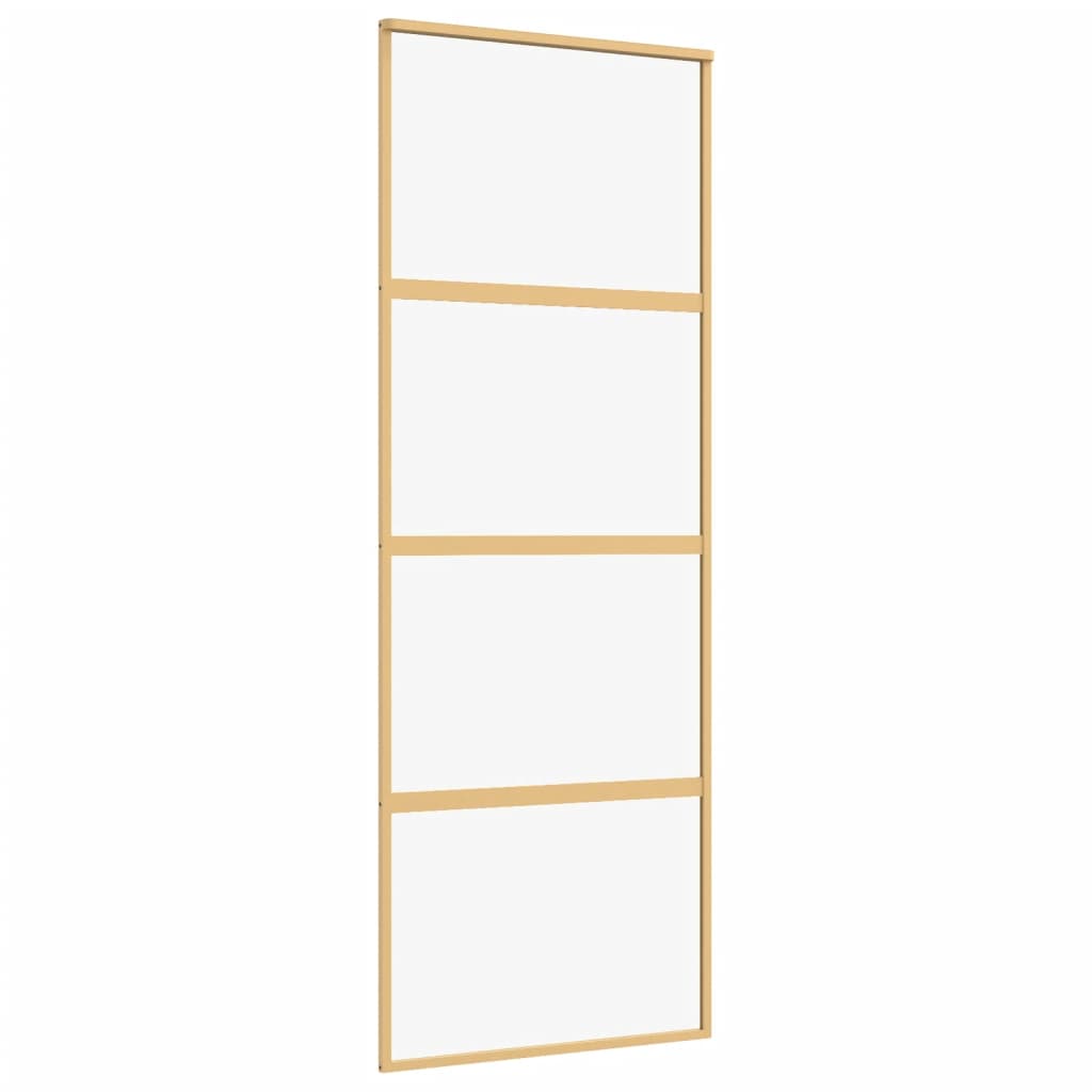 Vidaxl Sliding Porte 76x205 cm Verre ESG transparent et en aluminium or de couleur