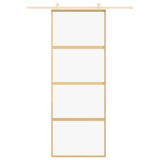 Vidaxx Schiebetür 76x205 cm klares ESG-Glas und goldfarbenes Aluminium