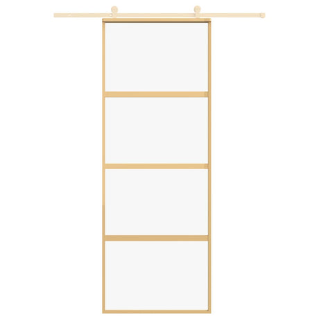 Vidaxx Schiebetür 76x205 cm klares ESG-Glas und goldfarbenes Aluminium