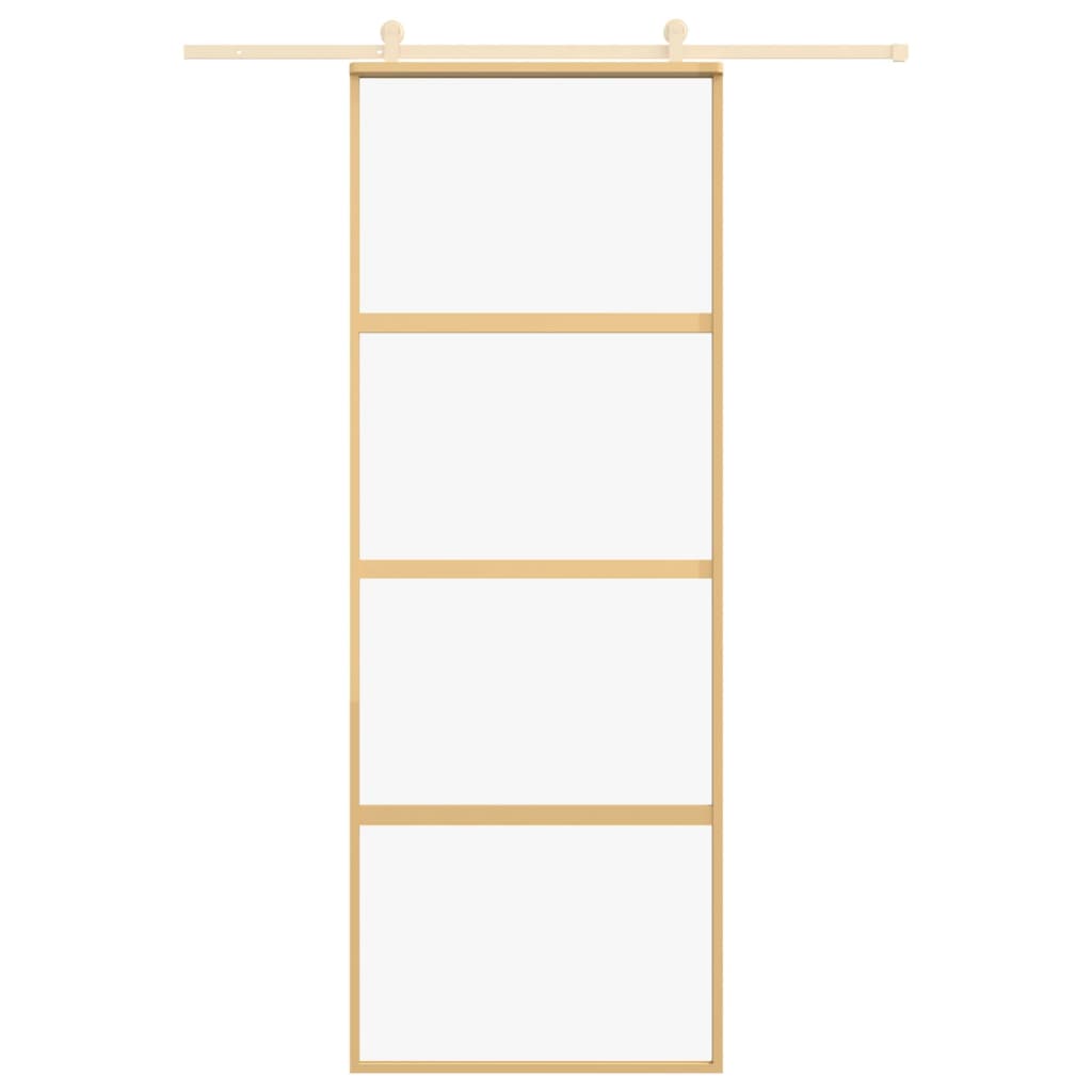 Vidaxl Sliding Porte 76x205 cm Verre ESG transparent et en aluminium or de couleur