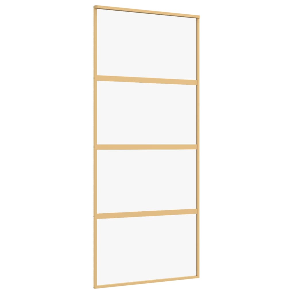 Vidaxx Schiebetür 90x205 cm klares ESG-Glas und Aluminium goldfarben
