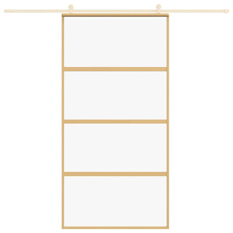 Vidaxx-Schiebetür 102,5 x 205 cm, klares ESG-Glas und Aluminium-Goldfarbe