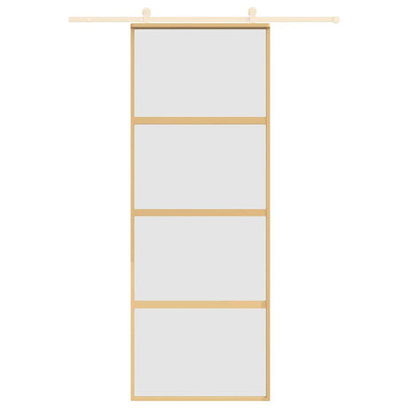 Vidaxx Schiebetür 76x205 cm ESG-Glas matt und Aluminium goldfarben