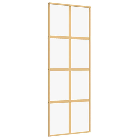 Vidaxx Schiebetür 76x205 cm klares ESG-Glas und goldfarbenes Aluminium