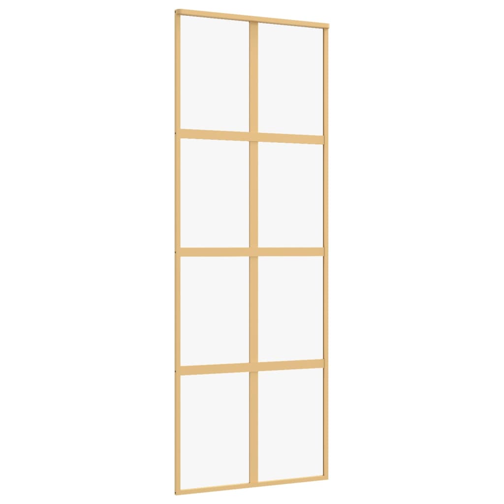 Vidaxl schuifdeur 76x205 cm helder esg-glas en aluminium goudkleurig