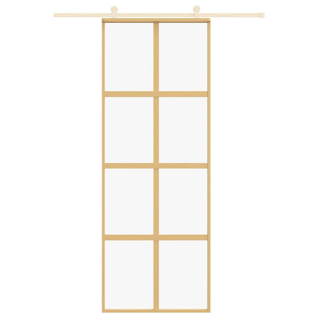 Vidaxx Schiebetür 76x205 cm klares ESG-Glas und goldfarbenes Aluminium
