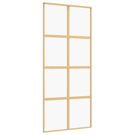 Vidaxx Schiebetür 90x205 cm klares ESG-Glas und Aluminium goldfarben