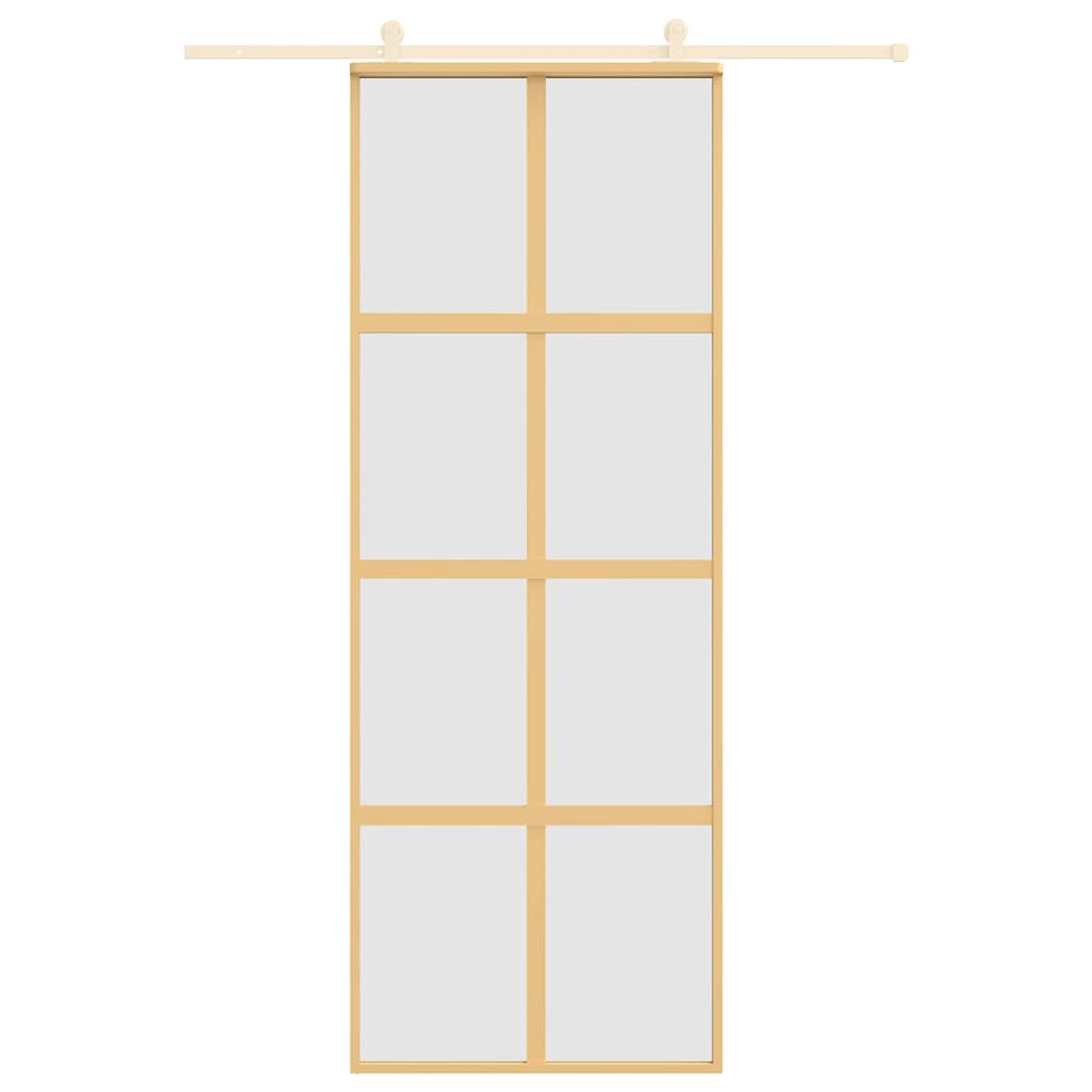Vidaxx Schiebetür 76x205 cm ESG-Glas matt und Aluminium goldfarben