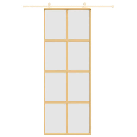 Vidaxx Schiebetür 76x205 cm ESG-Glas matt und Aluminium goldfarben