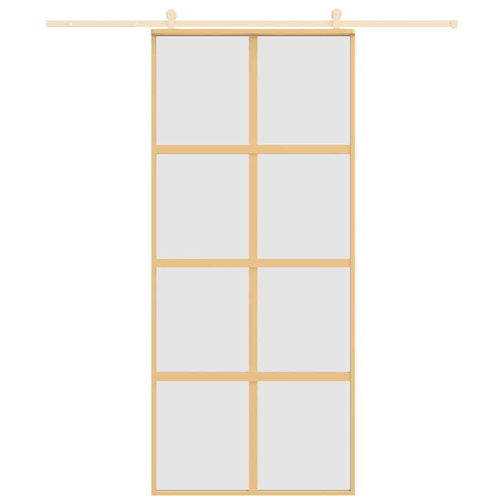 Vidaxx Schiebetür 90x205 cm ESG-Glas matt und Aluminium goldfarben