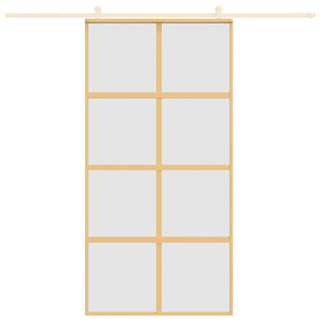 Vidaxx Schiebetür 102,5x205 cm ESG-Glas matt und Aluminium goldfarben
