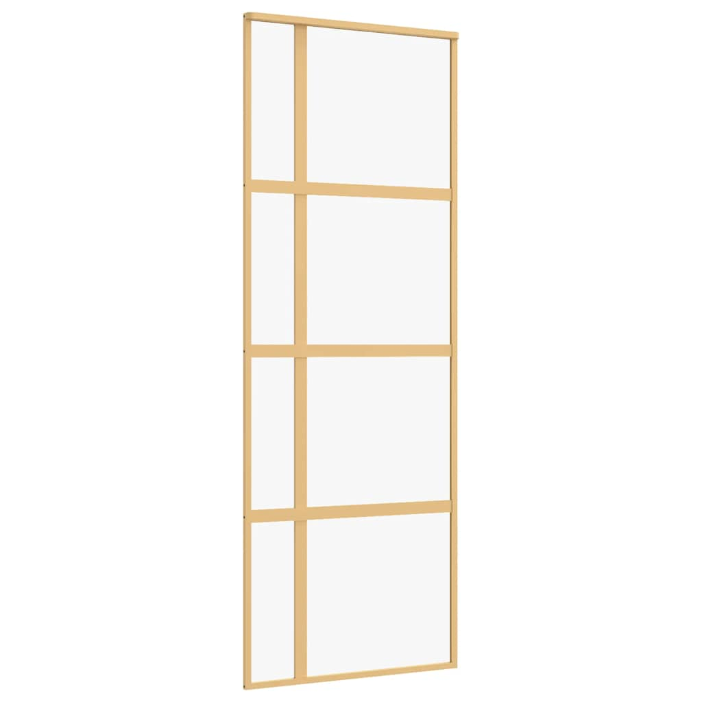 VIDAXL -Schiebetür 76x205 cm klares ESG -Glas und Aluminium Gold gefärbt