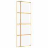 Vidaxx Schiebetür 76x205 cm klares ESG-Glas und goldfarbenes Aluminium