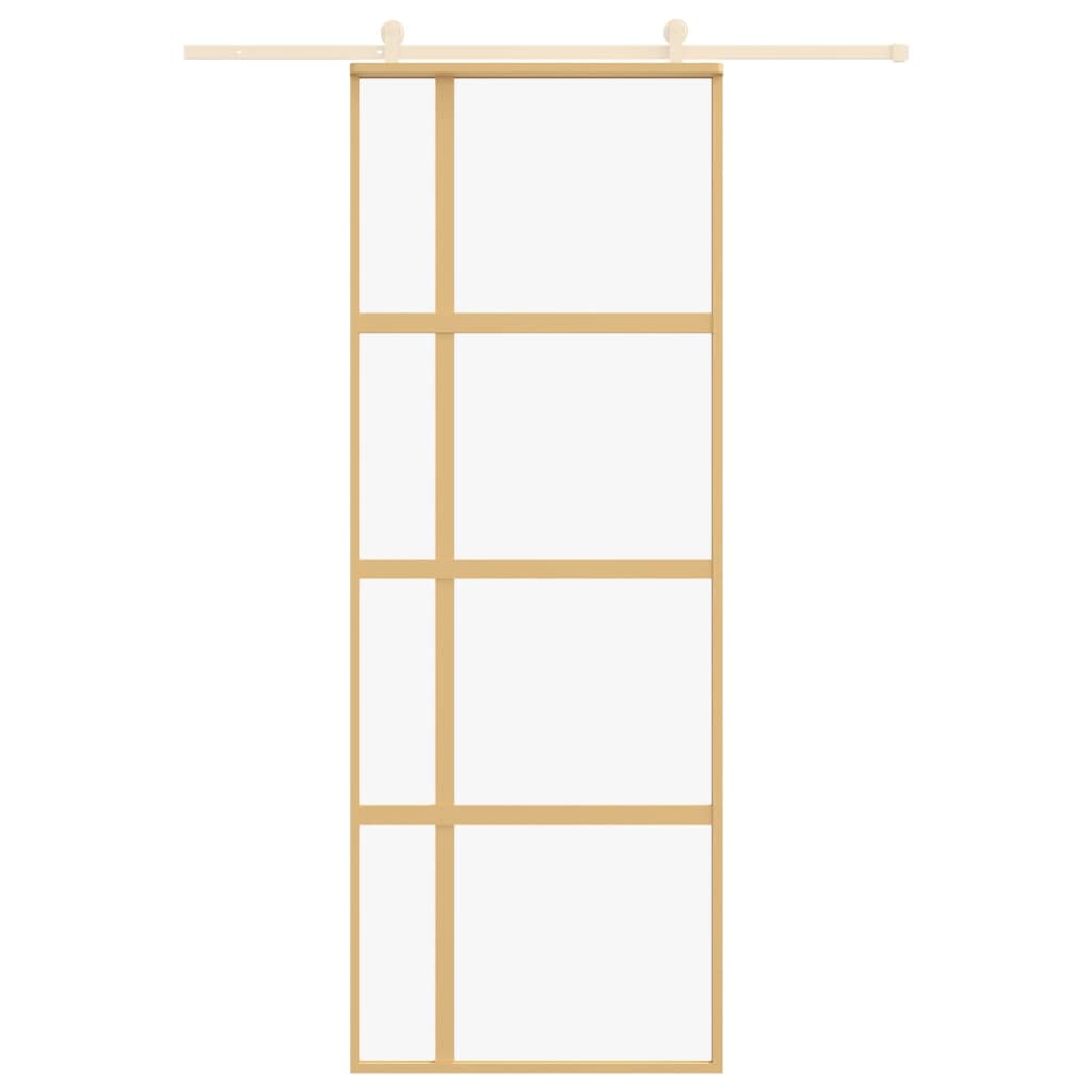 VIDAXL -Schiebetür 76x205 cm klares ESG -Glas und Aluminium Gold gefärbt