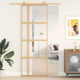 Vidaxl Sliding Porte 76x205 cm Verre ESG transparent et en aluminium or de couleur