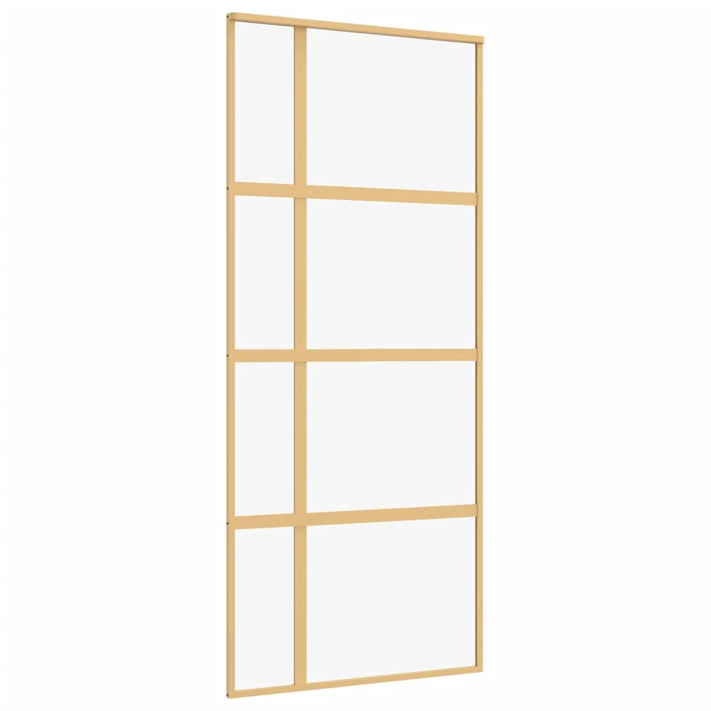 Vidaxl Schiebetür 90x205 cm klares ESG -Glas und Aluminium Gold gefärbt