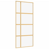 Vidaxl Schiebetür 90x205 cm klares ESG -Glas und Aluminium Gold gefärbt