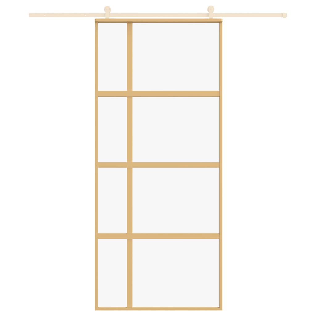 Vidaxl Schiebetür 90x205 cm klares ESG -Glas und Aluminium Gold gefärbt