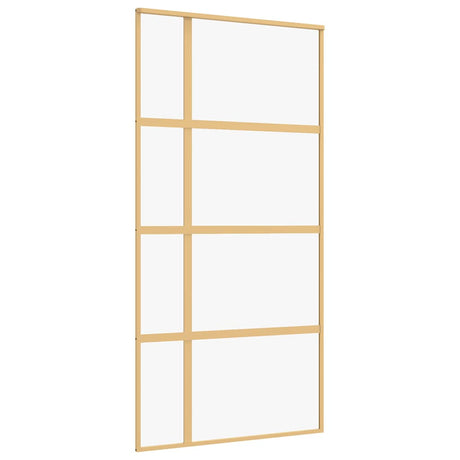 Vidaxx-Schiebetür 102,5 x 205 cm, klares ESG-Glas und Aluminium-Goldfarbe