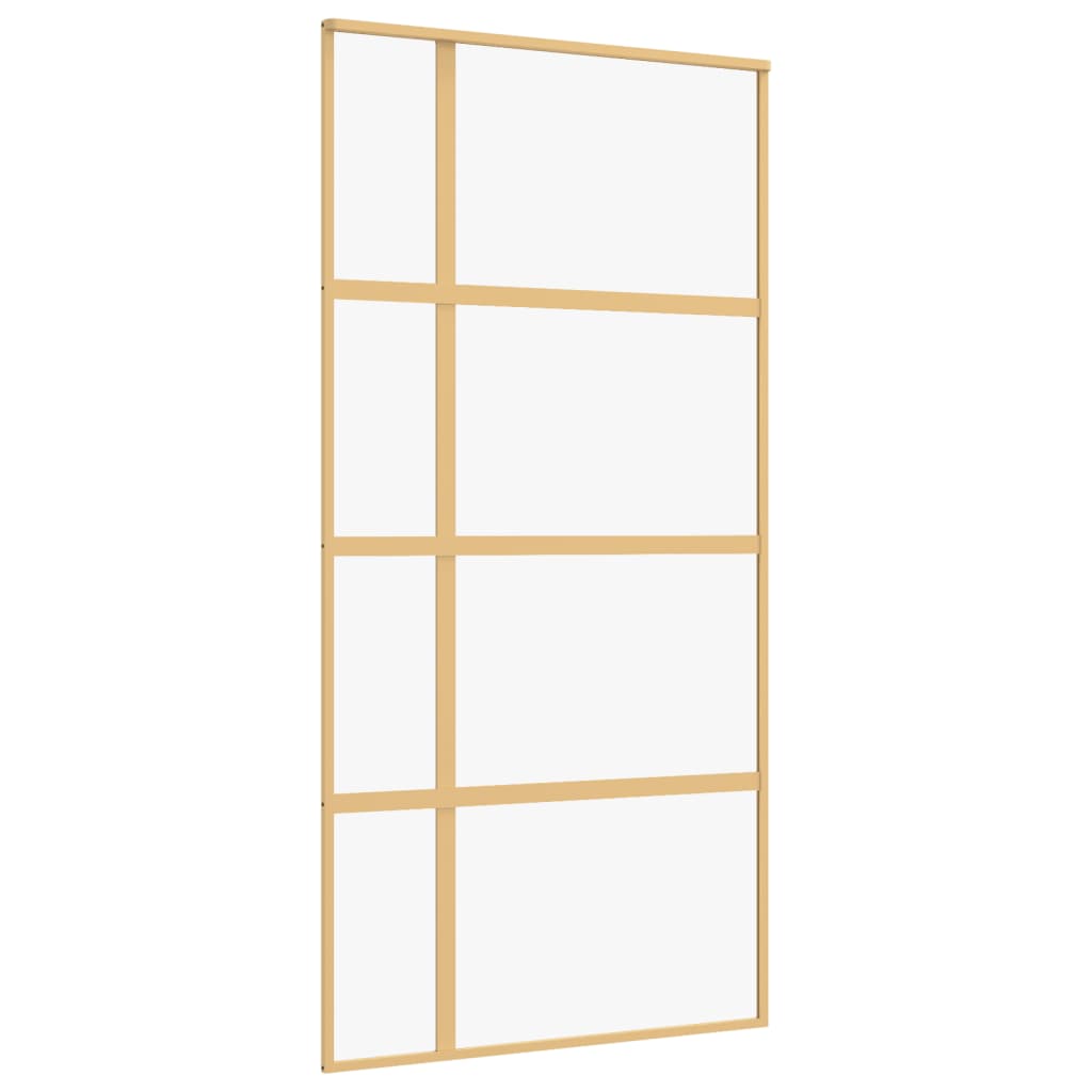 Vidaxl Sliding Porte 102.5x205 cm Verre ESG transparent et couleur or en aluminium