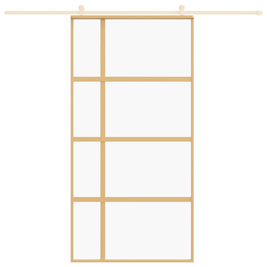 Vidaxx-Schiebetür 102,5 x 205 cm, klares ESG-Glas und Aluminium-Goldfarbe