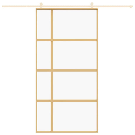 Vidaxx-Schiebetür 102,5 x 205 cm, klares ESG-Glas und Aluminium-Goldfarbe