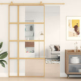 Vidaxx-Schiebetür 102,5 x 205 cm, klares ESG-Glas und Aluminium-Goldfarbe