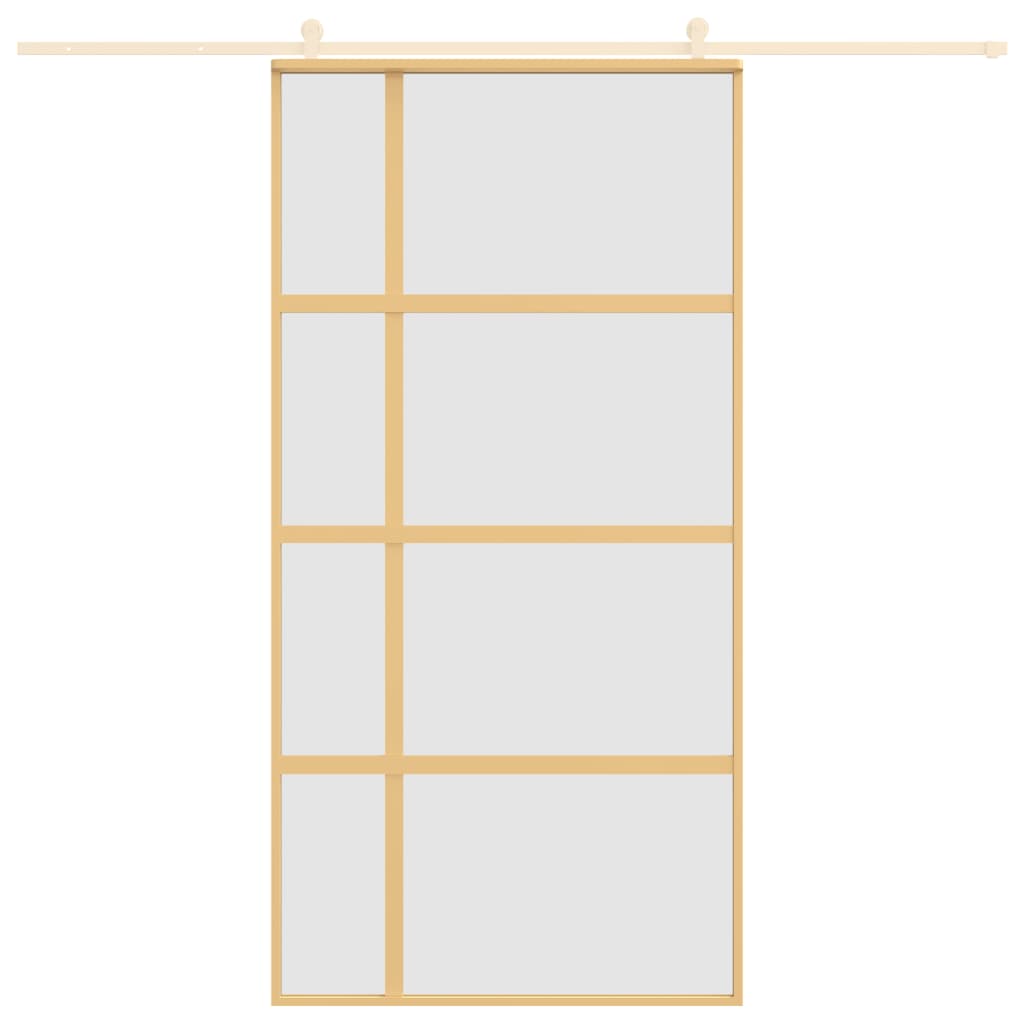 Puerta corredera de Vidaxl 102.5x205 cm de vidrio ESG mate y dorado de aluminio