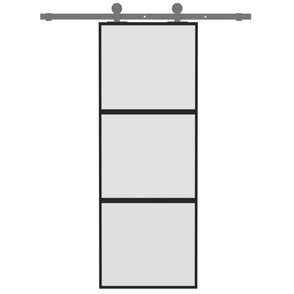 Vidaxl Schiebetür 76x205 cm gehärtetes Glas und Aluminiumschwarz