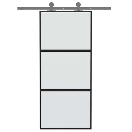 Vidaxx Schiebetür 90x205 cm Hartglas und Aluminium schwarz