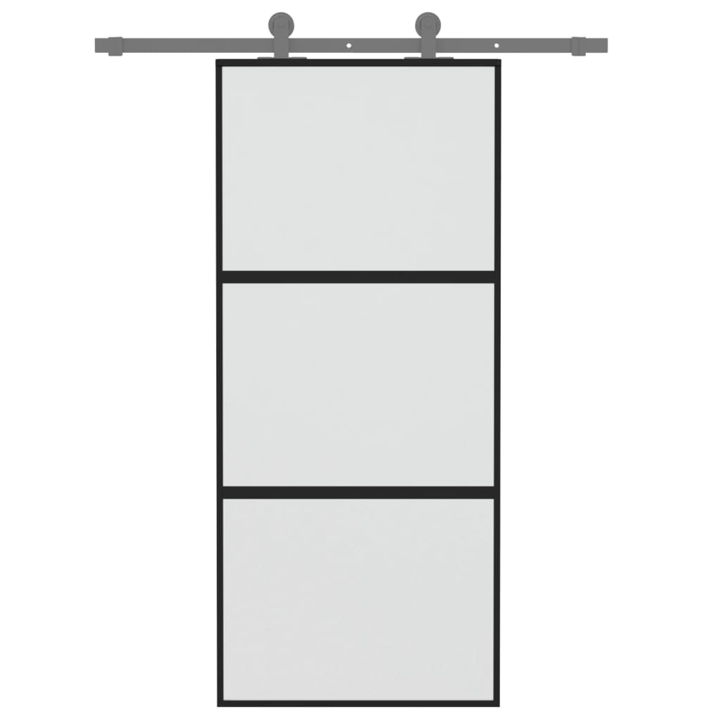 Vidaxl Schiebetür 90x205 cm gehärtetes Glas und Aluminiumschwarz